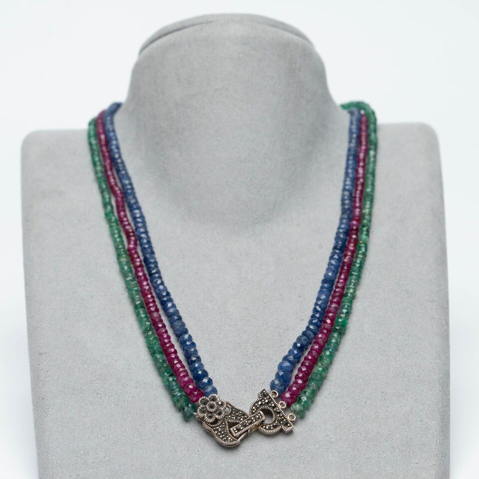 Safir Yakut Zümrüt mücevher kesim kolye