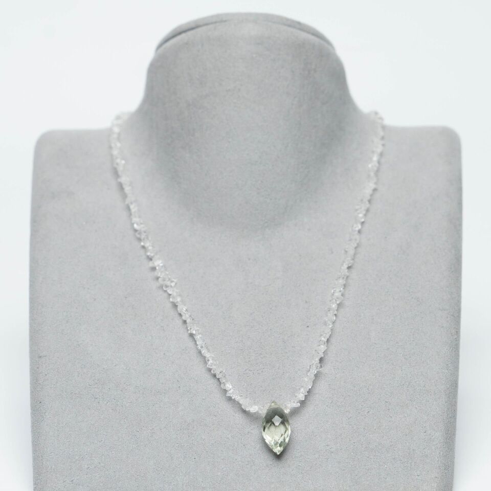 Herkimer Elmas Kesim Damburitli Kolye